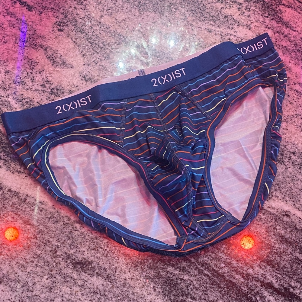 2xist Men's Micro Speed Dri Collection Multicolor Striped Briefs NWOT!